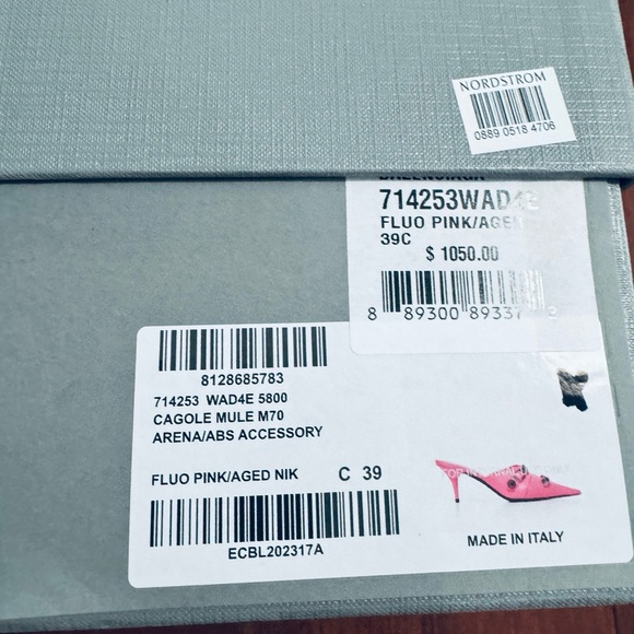 Final price Balenciaga Cagole leather pointed toe mule fluopink heels sandals 9 - Picture 9 of 12